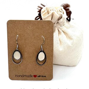 Beige drop crystal clear resin dangle stainless steel earrings*