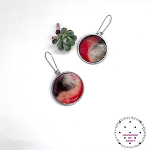 Stainless steel dangle earring in red and black color