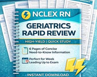 NCLEX RN Geriatrics Rapid Review | Quick Study Guide Cheat Sheet | Instant Download