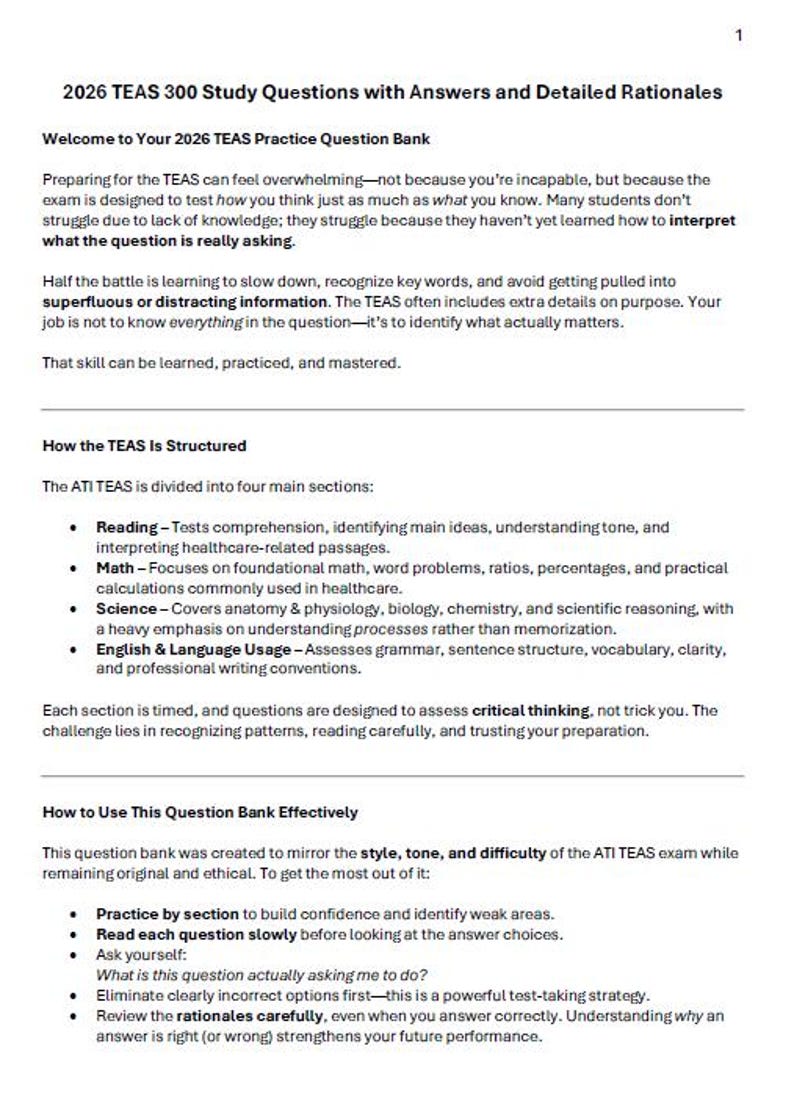 TEAS Practice Questions | 300+ With Detailed Rationales (digital ...