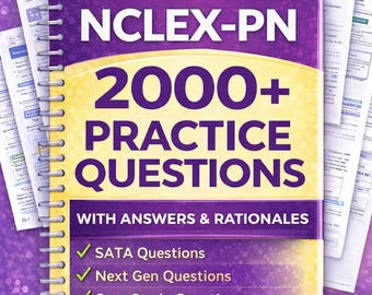 NCLEX-PN – ponad 2000 pytań praktycznych z uzasadnieniem | Przygotowanie do egzaminu pielęgniarskiego lpn, pn | Pobierz natychmiast
