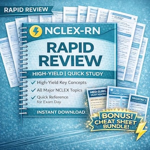 NCLEX-RN Rapid Review | 11-Page Study guide and Bonus Cheat Sheets (instant download)