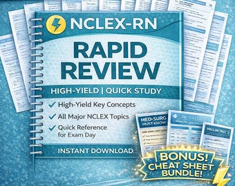 NCLEX-RN Rapid Review | 11-Page Study guide and Bonus Cheat Sheets (instant download)