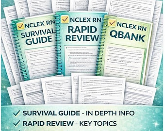 NCLEX-RN Study Bundle | 900+ Practice Questions, study guide, rapid review (instant download)