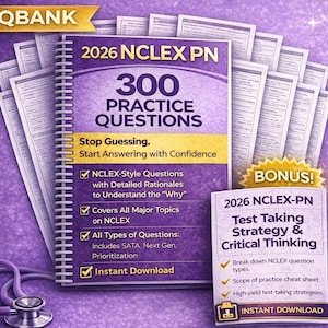 NCLEX PN Practice Questions | 300 Study Guide with Rationales (PDF Download)