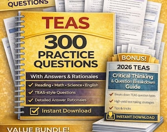 TEAS Übungsfragen | 300+ mit ausführlicher Beschreibung (Digitaler Download)