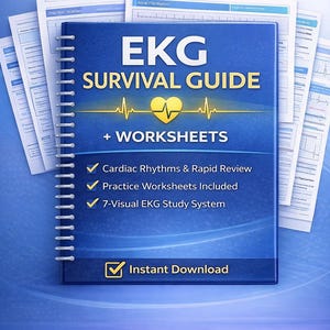 EKG Study Guide + Worksheets NCLEX rn pn ekg Cardiac Rhythms, Practice Worksheets, Rapid Review & 7-Visual EKG Study System instant download