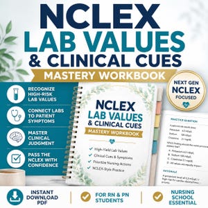 NCLEX Lab Values & Clinical Judgment Workbook | nclex study guide | lab value cheat sheet