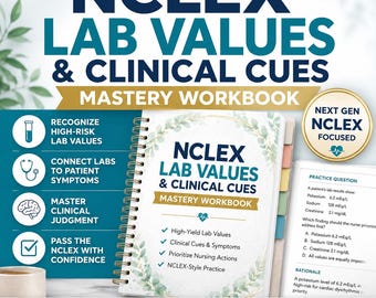 NCLEX Lab Values & Clinical Judgment Workbook | nclex study guide | lab value cheat sheet