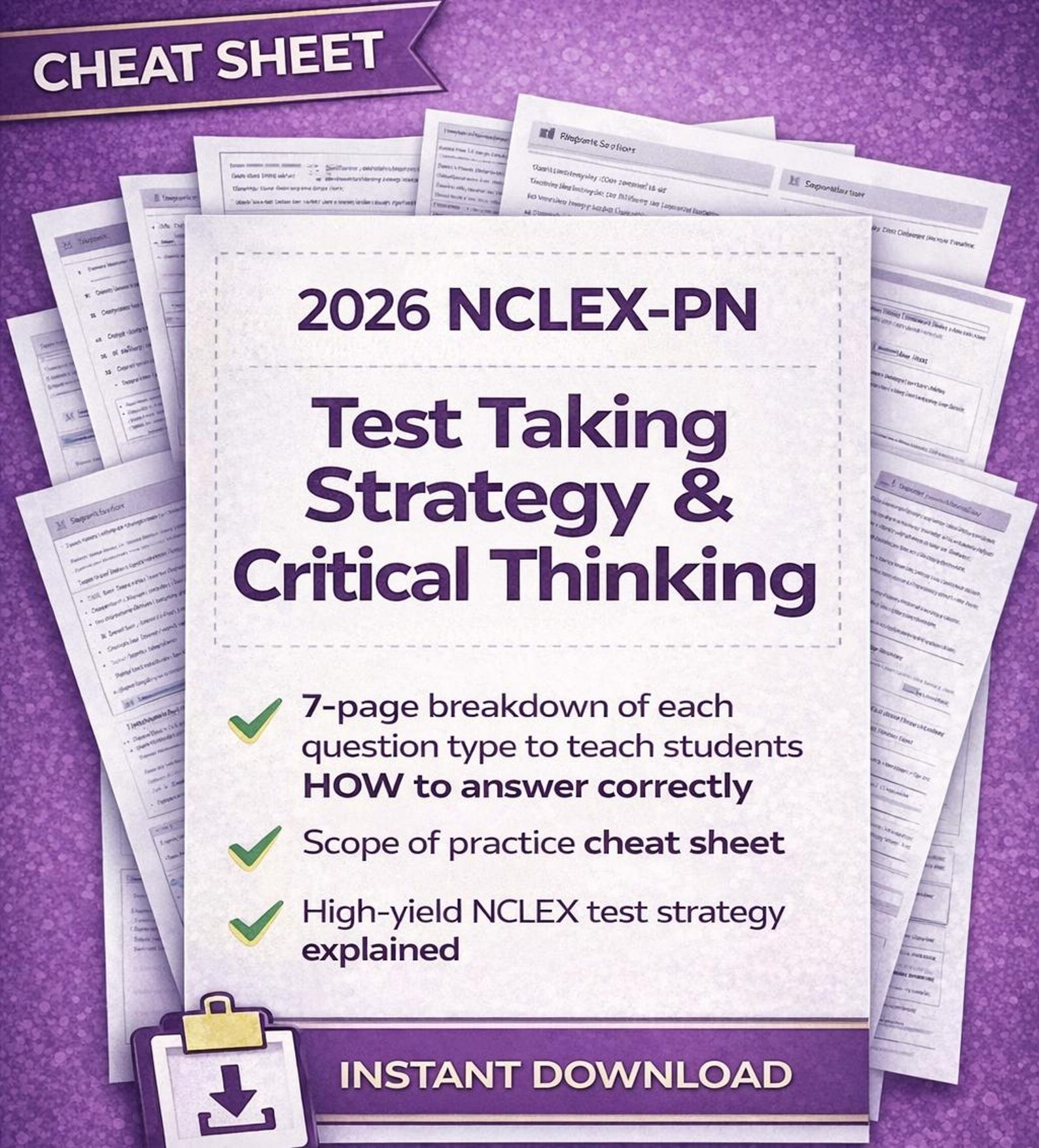 NCLEX PN Test Taking Strategy With Cheat Sheets | Critical Thinking ...
