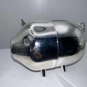Vintage Leonard Napier Piggy Bank Silver plate Coin Bank Pig Silver Century MCM