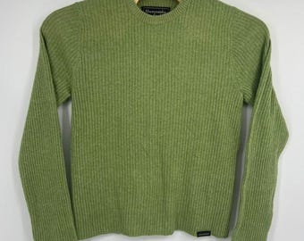 Abercrombie & Fitch Mens XL Lime Green Lambswool Ribbed Crewneck Sweater
