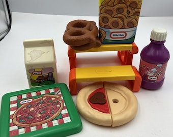 Little Tikes Vintage Toy Food Lot Fisher Price Play Pretend Pizza Juice Table