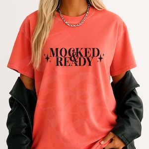Bright Salmon Comfort Colors 1717 Mockup | Comfort Colors Model Mockup | Comfort Colors Shirt Mockup | Trendy Mockup | Oversized Mockups