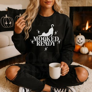 Black Gildan 18000 Sweatshirt Halloween Mockup | 18000 Fall Mockup, Halloween Mock, Sweatshirt Gildan Mockup, Oversized Gildan 18000 Mockup