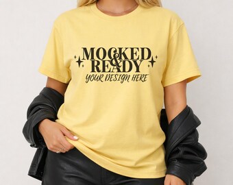 Butter Comfort Colors 1717 Mockup | Komfort Farben Modell Mockup | Comfort Farben Shirt Mockup | Trendiges Mockup | Übergroße Mockups | Herbst