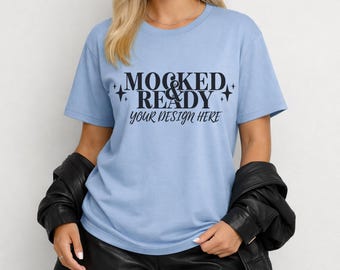 Chambray Comfort Colors 1717 Mockup | Comfort Colors Model Mockup | Comfort Colors Shirt Mockup | Trendy Mockup | Oversized Mockups