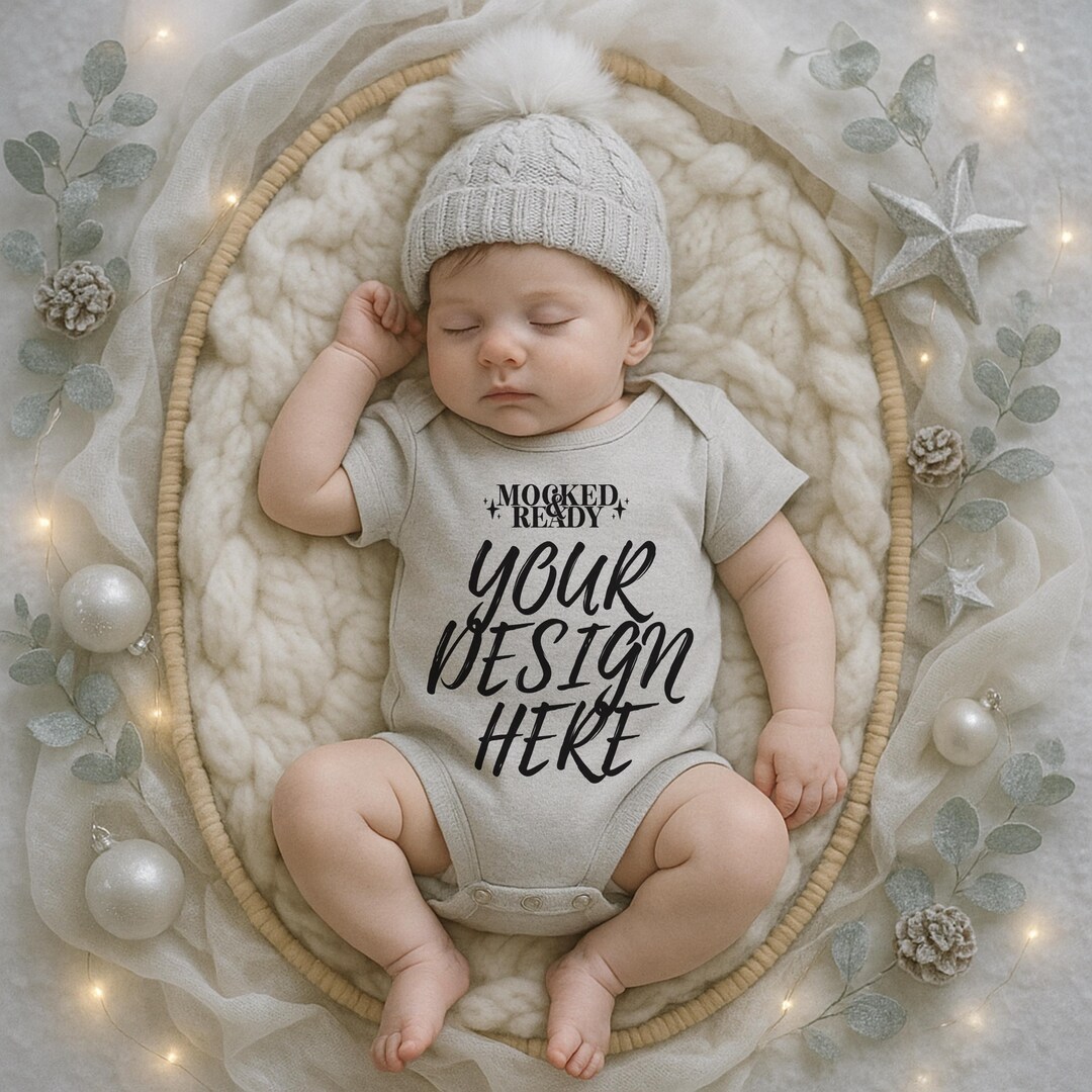 Baby Ash Rabbit Ash Rabbit Skins 4424 Winter Mockup, Infant Bodysuit Mockup, Baby ...