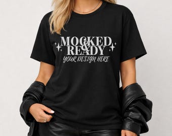 Black Comfort Colors 1717 Mockup | Oversized CC1717 Tshirt Studio Mock Up | Edgy Streetwear Mock for Print on Demand Listing Images