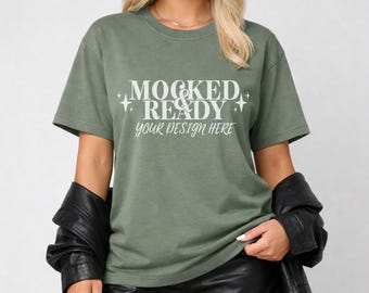 Light Green Comfort Colors 1717 Mockup | Comfort Colors Model Mockup | Comfort Colors Shirt Mockup | Trendy Mockup | Oversized Mockups