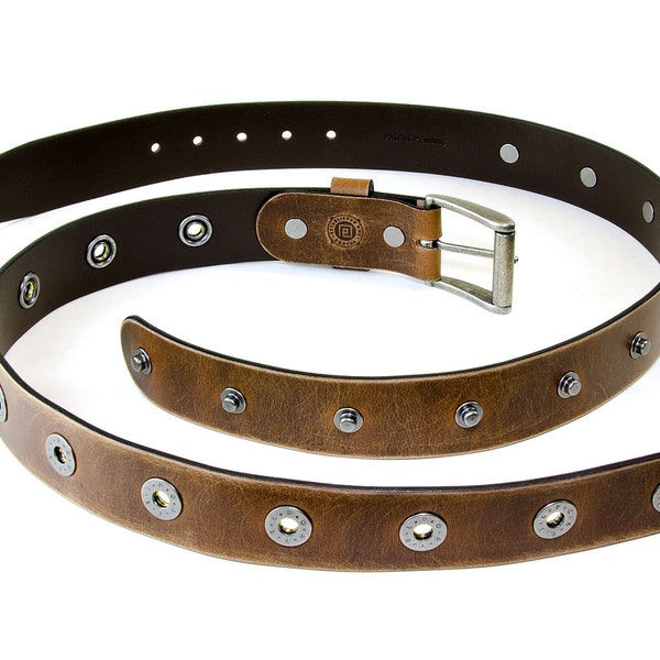 PORTELBELT - - innovative adjustable belt - - BROWN aged leather