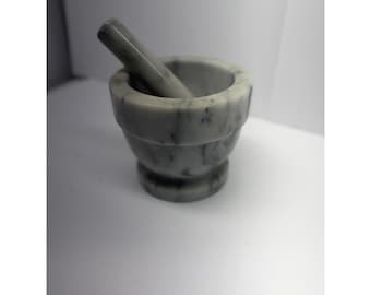 Marble Mortar and Pestle Set - Natural Stone - Kitchen Grinding Tool