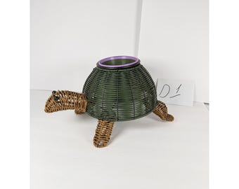 Woven Turtle Planter Holder Decorative Garden Decor