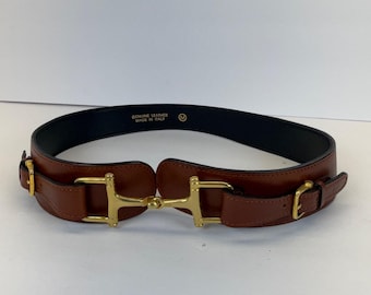 Genuine Leather Belt Made in Italy Horsebit Buckle Women's Size M