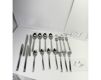 Mikasa Stephanie Stainless Steel Flatware Set 19 Pc Knives Spoons Forks Used