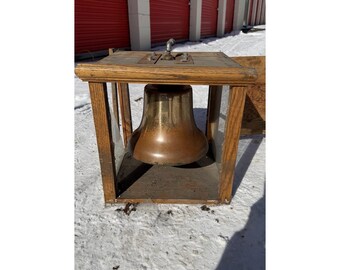 Antique Bell in Wooden Frame – Vintage Industrial / Nautical Style