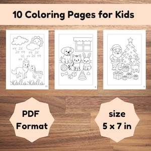 10 Fun Kids Coloring Pages Printable | Cute Animal & Activity Sheets | Educational Creative Coloring for Children Ages 3-8 | Preschool Print