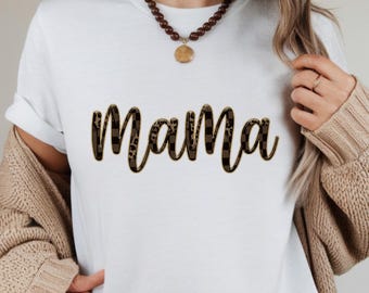 Mama PNG: Leopard Plaid Cow Print Western Retro Farmhouse Design (Digital Download)