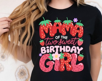 Mama of Two Birthday Girl PNG: Strawberry Berry Theme (Digital Download)