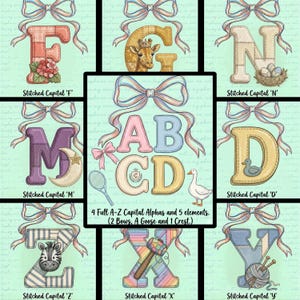 Ensemble PNG de l'alphabet du printemps de A à Z Silly Goose : lettres pastel avec écusson à fausses paillettes (téléchargement numérique)