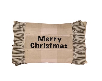 Handmade Farmhouse Pillow Cover - Rustic Ruffle Accent