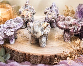 Rare Purple Sphalerite Elephant Carving | Druzy Inclusions | Crystal Carving | Mineral Specimen | Witchcraft | Choose Your Elephant