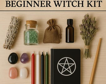 Deluxe Beginner Witchcraft Kit: Crystals, Herbs, Spell Journal & Ritual Tools