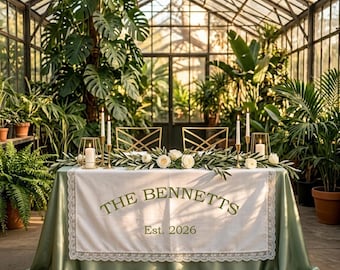 Personalized Wedding Sweetheart Table Runner,  Linen Fabric Sign Gifs for Bride and Groom