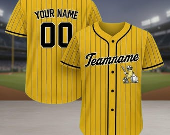 Camiseta de béisbol personalizada del equipo Bananas, divertida, con el nombre y número del equipo, regalo para un fan de Savannah.