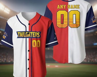 Texas Tailgaters Baseball Jersey, Custom Name & Number Jersey, Savannah Bananas, White And Red Vintage Baseball Uniform, Tailgaters Fan Gift