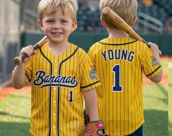 Personalized Bananas Team Baseball Jersey, Let's Go Bananas Jersey, Funny Bananas Jersey, Custom Team Name Number, Gift For Savannah Fan