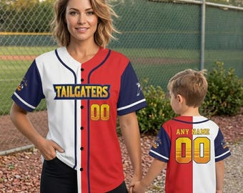 Texas Tailgaters Baseball Jersey, Custom Name & Number Jersey, Savannah Bananas, White And Red Vintage Baseball Uniform, Tailgaters Fan Gift