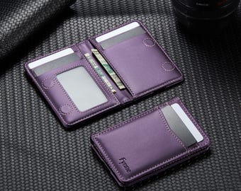Herren Magnet Leder Brieftasche Fronttasche schlanke minimalistische Kreditkarte Brieftasche, Geschenk für ihn, Freund, Vater, Ehemann