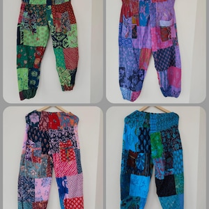 Handmade Overdyed Cotton Patchwork Pants, Boho Casual Trousers, Free Size Hippie Pants, Festival wear