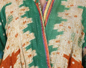 Handmade Cotton Vintage Kantha Kimono Reversible Boho set of 1 Kantha Robes