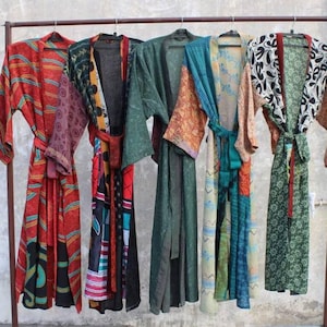 5 PC's Handmade Vintage Silk Sari Robes