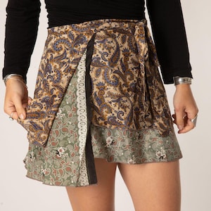 Handmade Vintage Silk Wrap Skirt: Short Boho Sari Skirt image 5