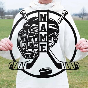 Personalized Hockey LED Metal Wall Art: Custom Name Sign, Sports Decor