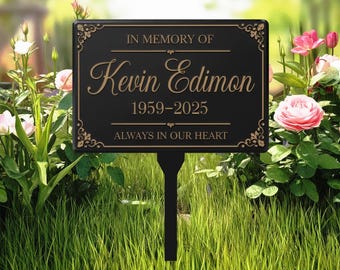 Personalized Memorial Grave Marker Sign – Custom In Memory Of Plaque with Name & Dates, Always in Our Heart Cemetery Stake,