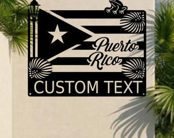 Custom Puerto Rico Flag LED Metal Sign – Personalized Puerto Rican Wall Art, Custom Heritage Sign, Boricua Home Decor, Latin Pride Gift